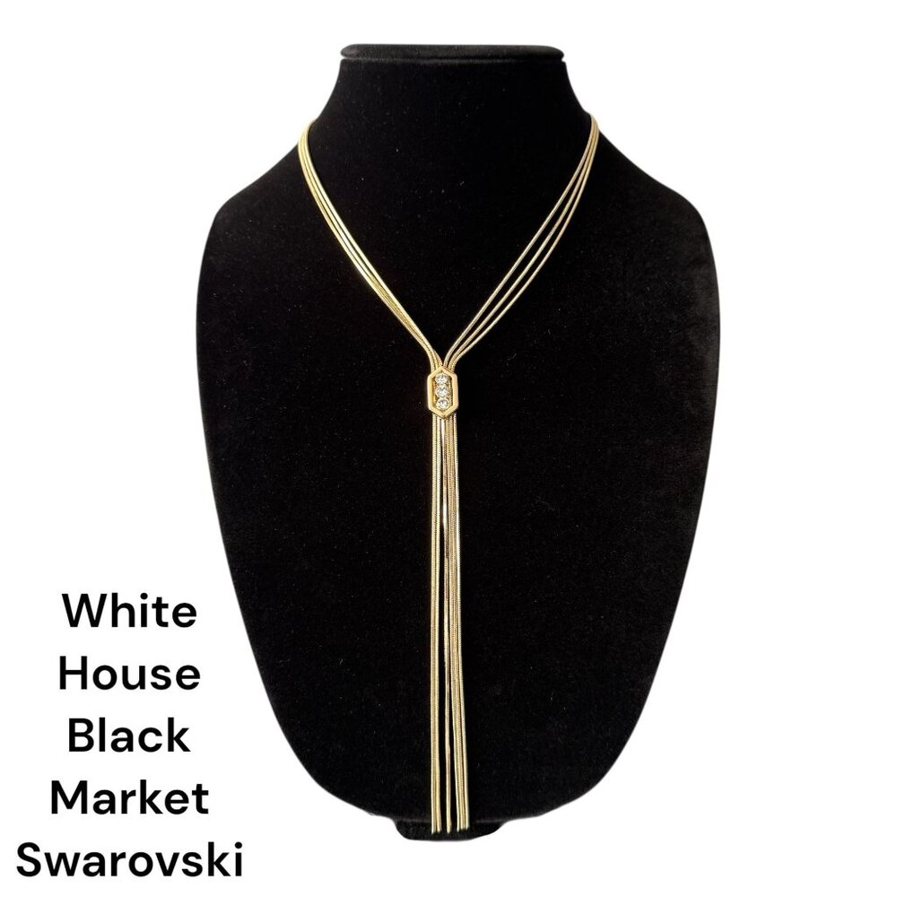 NWT White House Black Market Gold-Tone Swarovski Crystals Multi-Strand Necklace